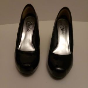 [Candies] Black Leather Heels (Size 6)